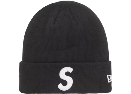 Унисекс шапка-бини Supreme New Era S logo, черная