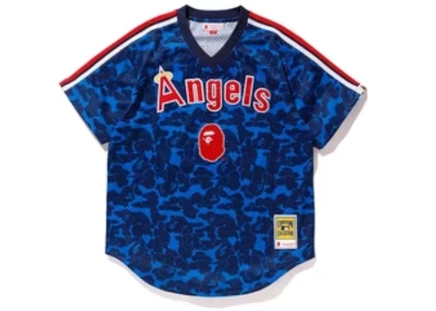 Мужская футболка Bape x Mitchell & Ness «Angels», темно-синяя