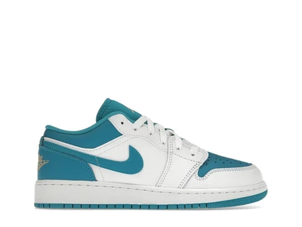 Детские кроссовки Jordan 1 Low Aquatone, бело-золотистые