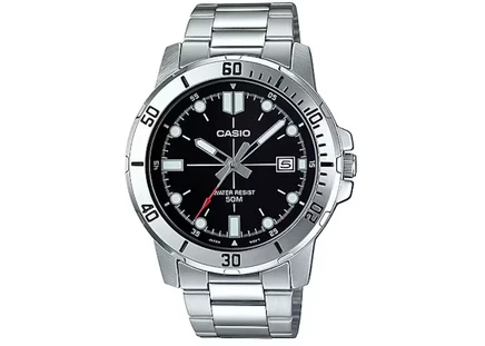Мужские часы Casio G-Shock MTP-VD01D-1E, сталь, 45 мм, кварцевые, черный циферблат