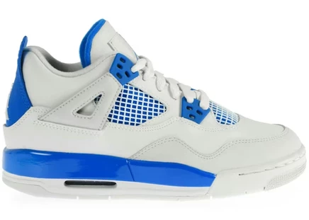 Детские кроссовки Jordan 4 Retro Military Blue 2012, бело-синие