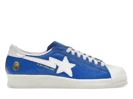 Мужские кроссовки Adidas Superstar Vintage Bape, сине‑белые