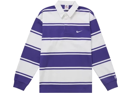 Мужская регбийка supreme x nike stripe, фиолетовая