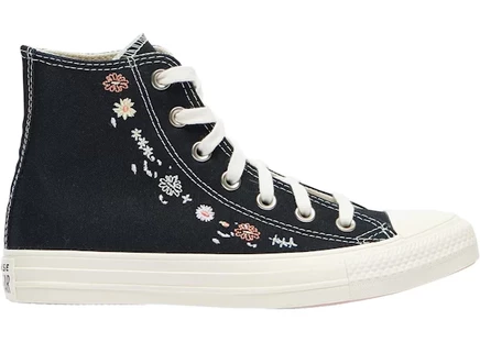 Женские кеды Converse Chuck Taylor All Star Hi Embroidered Floral, черные/слоновая кость