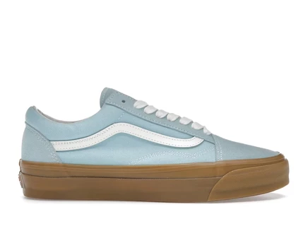 Мужские кеды Vans Old Skool LX, голубые с рыжей подошвой