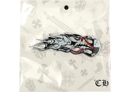 Значок Chrome Hearts Matty Boy Sex Records Flames, черно‑белый