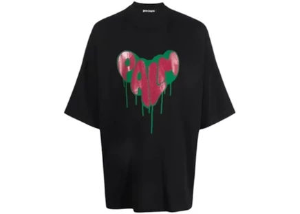 Мужская футболка Palm Angels Spray Heart, черная/фуксия