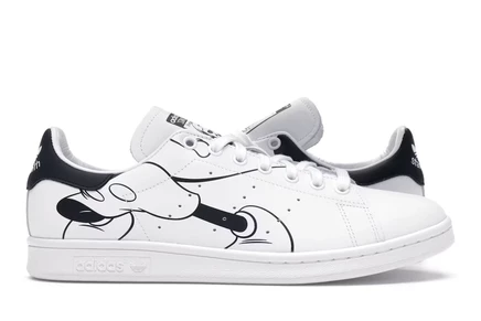 Мужские кроссовки adidas stan smith mickey mouse, бело-черные
