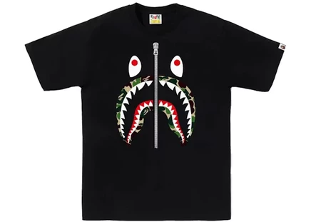 Футболка Bape ABC Camo Shark, черно-зелено-серебристая