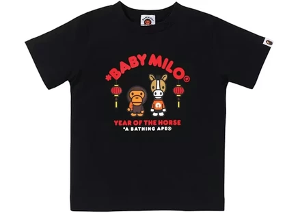 Детская футболка Bape Baby Milo «Год лошади», черная