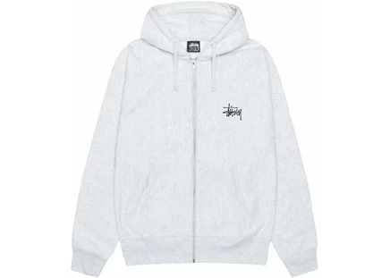 Мужское худи stussy basic zip, серо-меланжевое