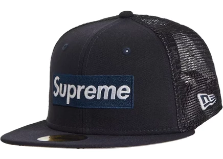 Унисекс кепка Supreme Box Logo с сеткой, темно-синяя