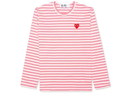 Унисекс лонгслив comme des garcons play, розово-белый