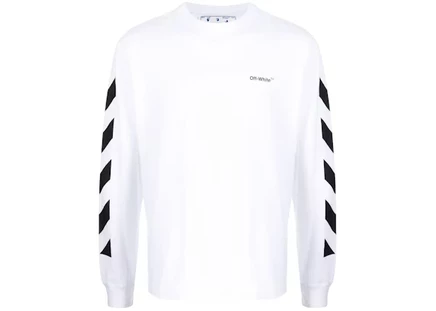 Мужская футболка Off-White Diagonal Helvetica с длинным рукавом, бело-черная