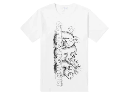 Мужская футболка Comme des Garcons CDG x KAWS, бело-черная