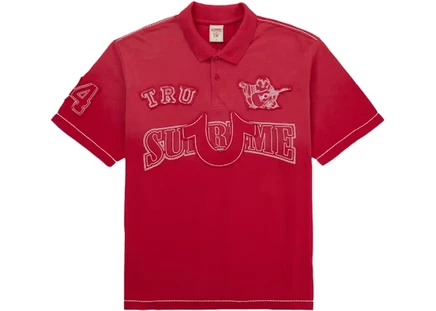 Мужское поло Supreme True Religion с аппликацией, красное