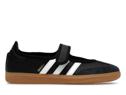 Детские кроссовки Adidas Samba Jane, черно-белые с коричневой подошвой