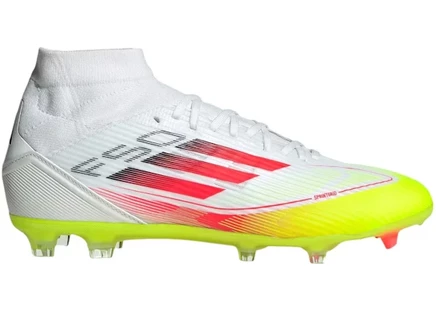 Женские футбольные бутсы adidas F50 League Mid-Cut, бело-красно-желтые