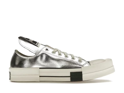Мужские кеды Converse TURBODRK Chuck Taylor All Star 70 Ox Rick Owens DRKSHDW, серебристо-белые