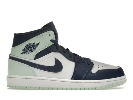 Мужские кроссовки Jordan 1 Mid, тёмно-синие/мятные