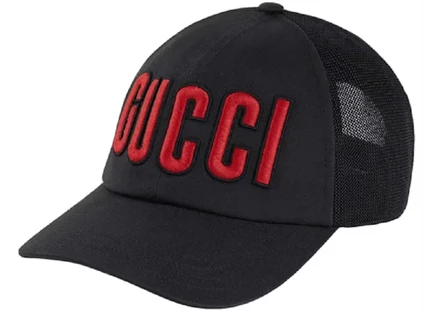 Унисекс бейсболка Gucci с вышитым логотипом, черно-красная