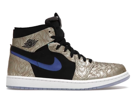 Мужские кроссовки Jordan 1 Gold Laser, черно-золото-синие