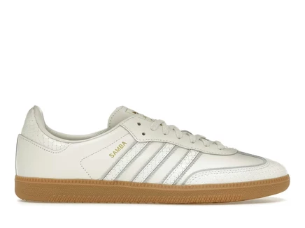 Мужские кроссовки Adidas Samba со змеиным тиснением, белые