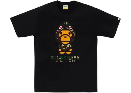 Мужская футболка Bape 1st Camo Milo Shark FZH, черно-желтая