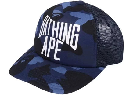 Мужская сетчатая кепка Bape Color Camo NYC Logo, темно-синяя