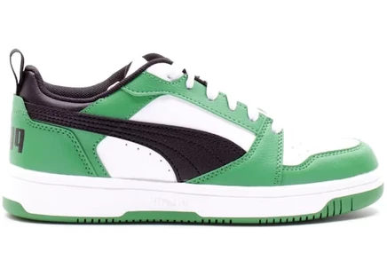 Кроссовки Puma Rebound V6 Low (GS), зелено-бело-черные