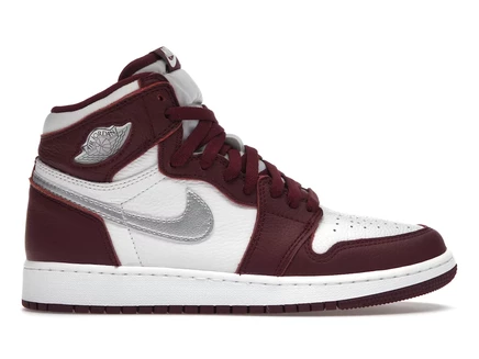 Детские кроссовки Jordan 1 Retro High OG, бордовые/белые