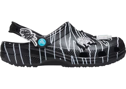Мужские сабо crocs ron english party animals zebra, черно‑белые