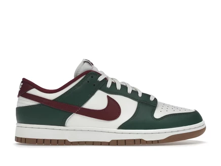 Мужские кроссовки Nike Dunk Low Gorge Green, зеленые с бело‑красными деталями