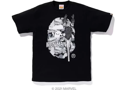 Мужская камуфляжная футболка Bape Iron Man, черная