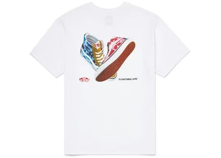 Мужская футболка Bape x Vans Sk8 Hi, белая