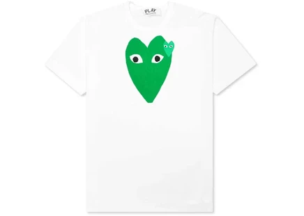 Унисекс футболка Comme Des Garcons Play Green Hearts, белая