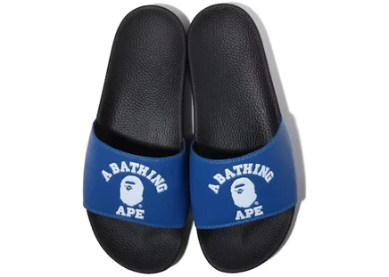 Мужские шлепанцы Bape College Slide, сине-черно-белые