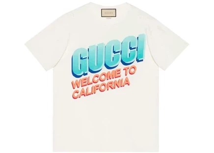 Женская футболка Gucci Welcome to California, белая