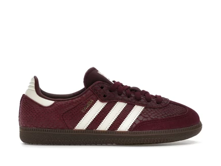 Женские кроссовки Adidas Samba OG Snakeskin, бордовые