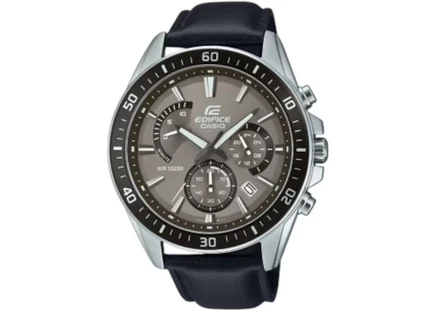 Мужские часы Casio Edifice EFR-552L-5A, кожаный ремешок, коричневый циферблат