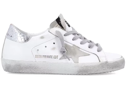 Женские кроссовки Golden Goose Superstar, белые с серебром и золотом