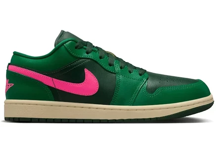 Женские кроссовки Jordan 1 Low Watermelon, розово-зелёные