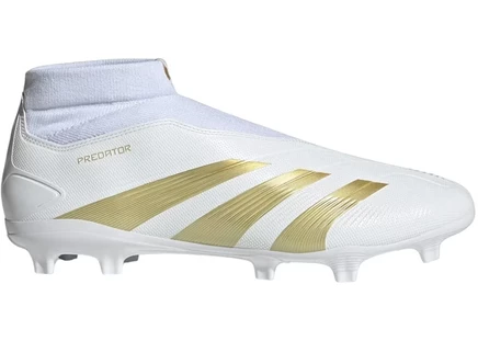 Мужские бутсы Adidas Predator League Laceless FG, бело-золотые