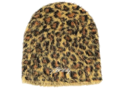 Мужская шапка-бини Stussy Leopard Skullcap, коричневая