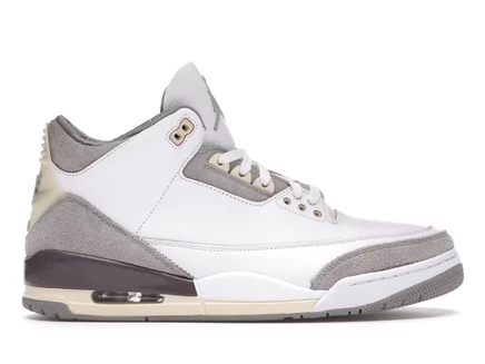 Женские кроссовки Jordan 3 Retro SP A Ma Maniére кожаные, бело‑серо‑фиолетовые