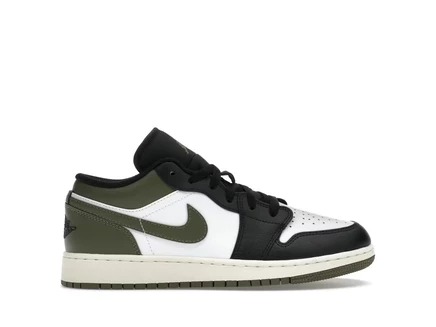 Детские кроссовки Jordan 1 Low Black Toe, черно-оливковые