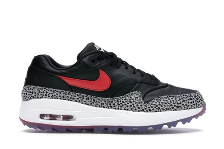 Мужские кроссовки Nike Air Max 1 Golf Safari Bred, черно-красные