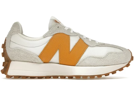 Женские кроссовки New Balance 327, бело‑золотисто‑коричневые