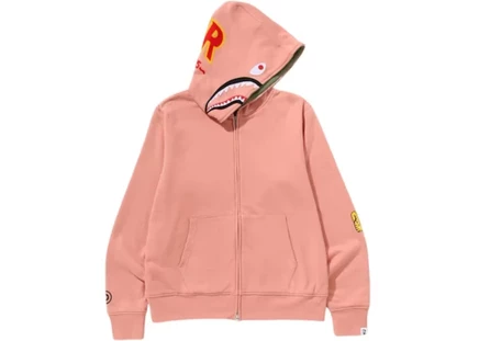 Мужская толстовка Bape 2nd Shark на молнии, розовая