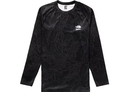 Мужской базовый лонгслив Supreme x The North Face L/S (FW22), черный дракон